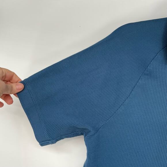 J Crew Polo Shirt Womens Sze S Blue Textured Knit Short Sleeve Classic Collared - Picture 5 of 8